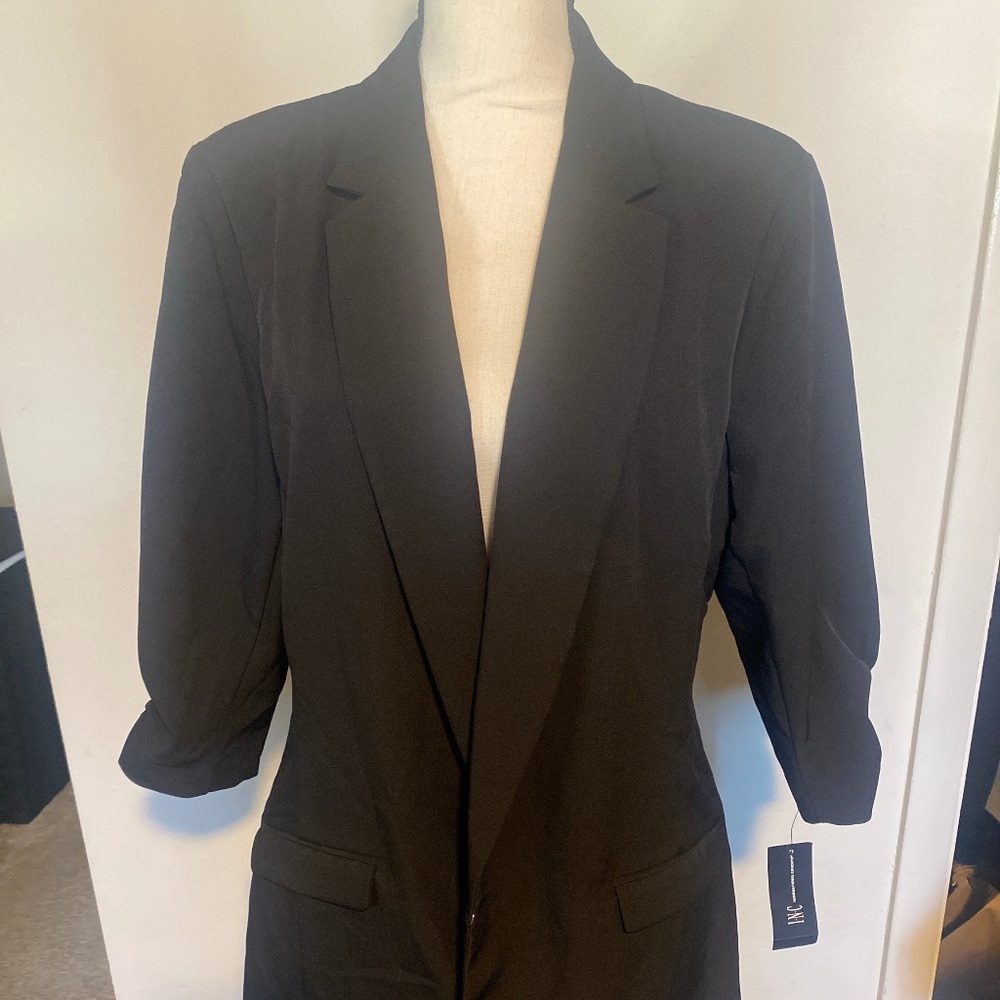 I.N.C.  Black Blazer Jacket Women’s Size L Roll Sleeve (NWT)